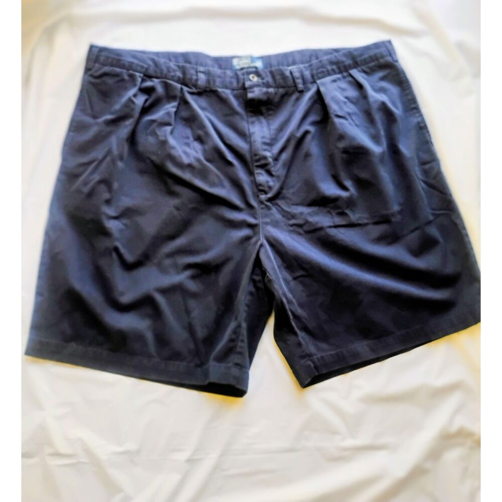 Mens 100% Cotton Navy Blue Ralph Lauren Pleat Polo Plus Size Big Tyler Short 50B